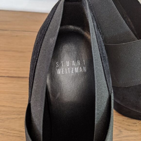 STUART Weitzman black suede high stiletto heels shoes - Picture 6 of 9